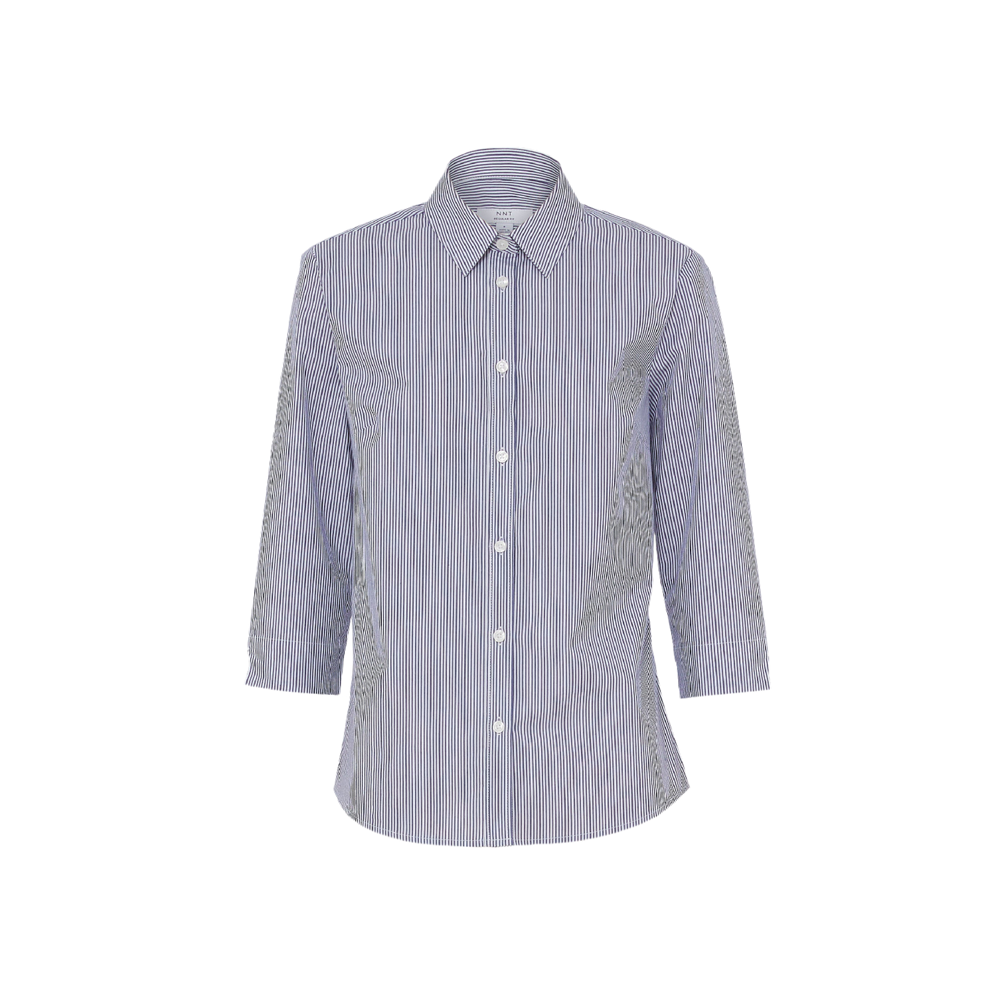 NNT Women's Avignon Stripe 3/4 Sleeve Shirt: Stretch, Eco-Friendly, Navy/White