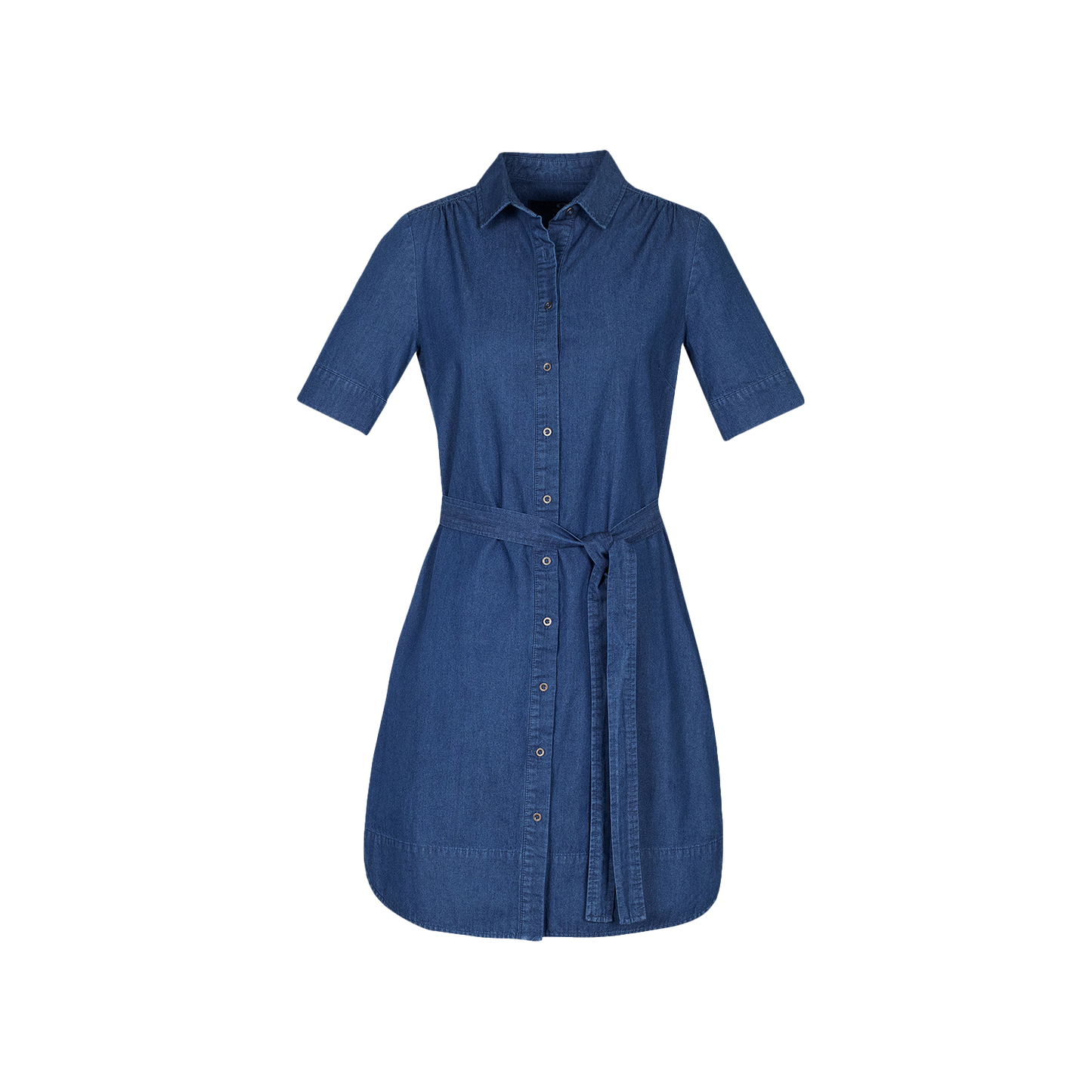 Biz Collection Women's Delta Dark Blue Stonewashed Denim Button-Through Dress with Tie