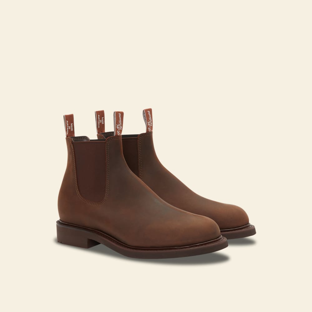 R.M.Williams Rugged Bark Oiled Nubuck Leather Gardener Boots for All-Day Comfort