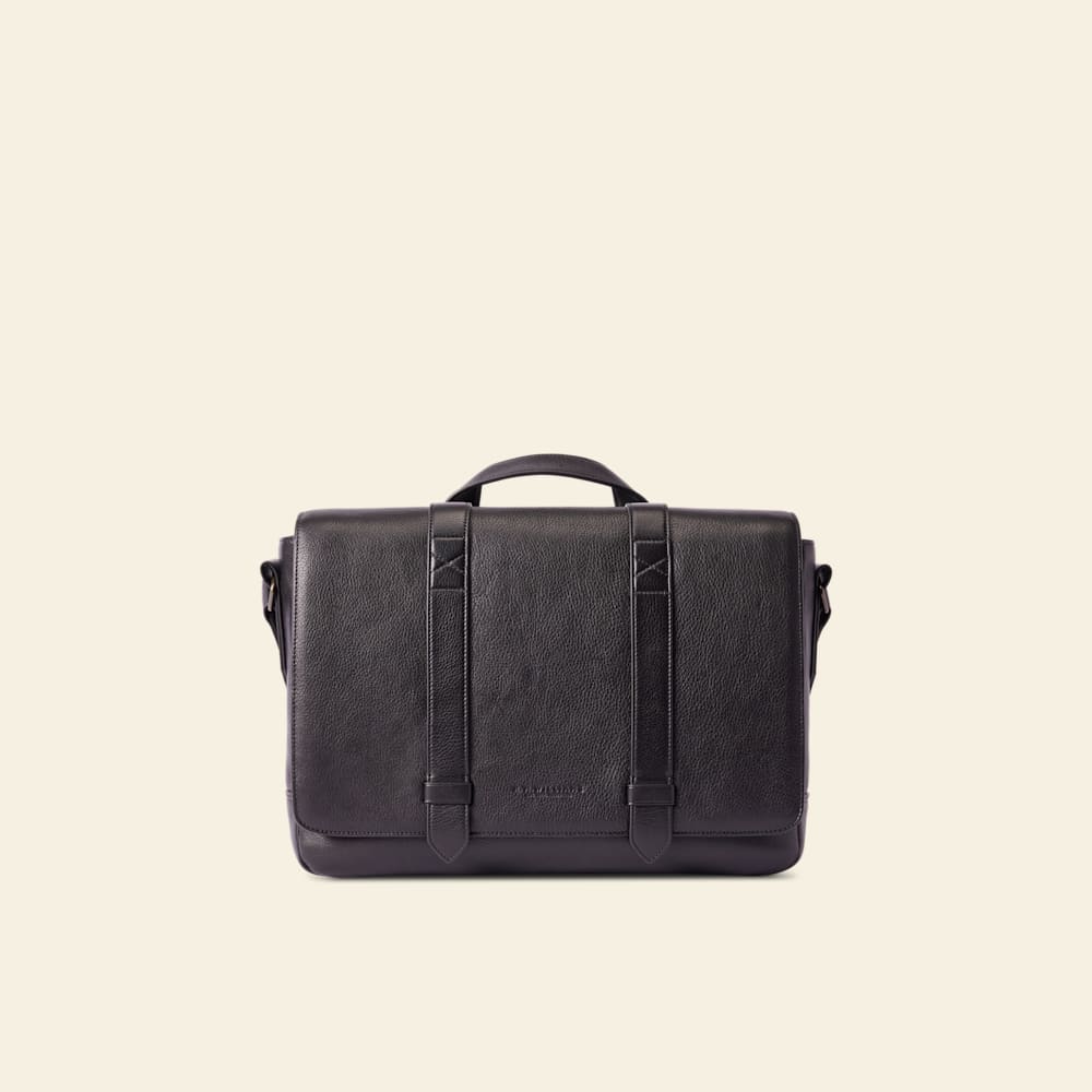 R.M.Williams Black Pebble Grain Farrier Messenger Leather Bag