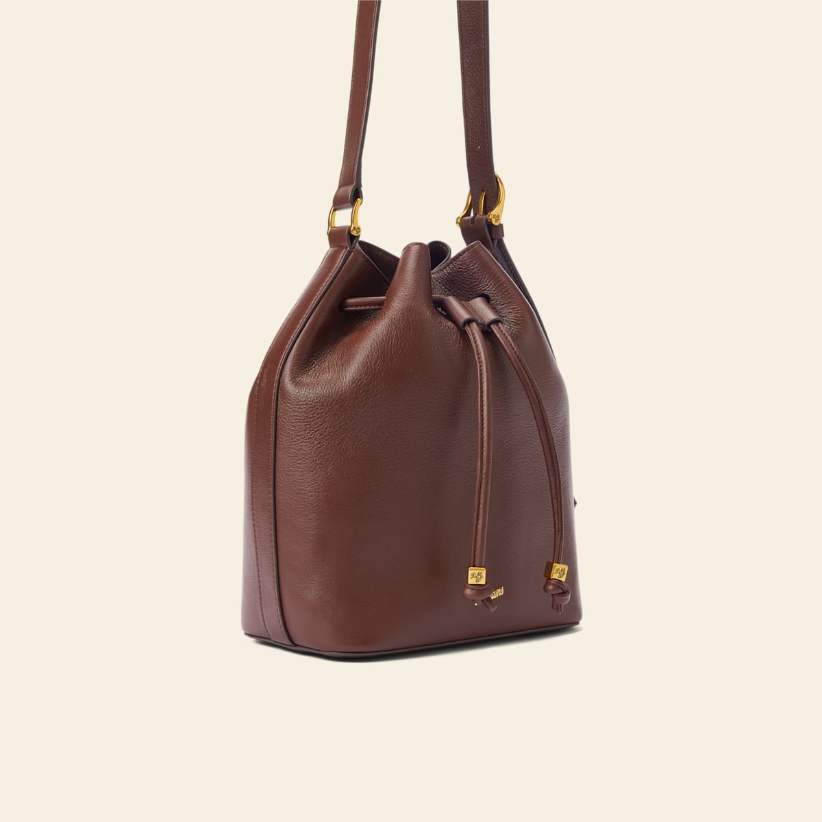 R.M.Williams Alice Tumbled Grain Leather Pecan Bucket Bag with Adjustable Strap