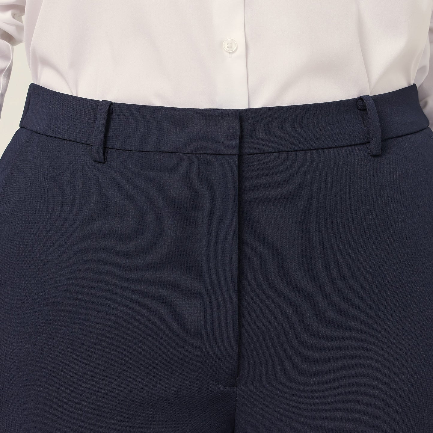 NNT Women's Navy Crepe Stretch High Waist Straight Leg Work Pants