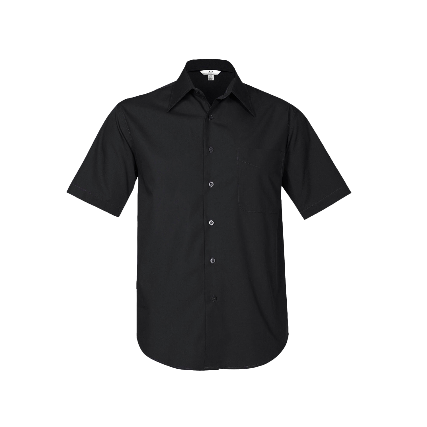 Biz Collection Men's Metro Black Short Sleeve Shirt - Modern Tapered Fit, UPF 50+ Cotton Blend