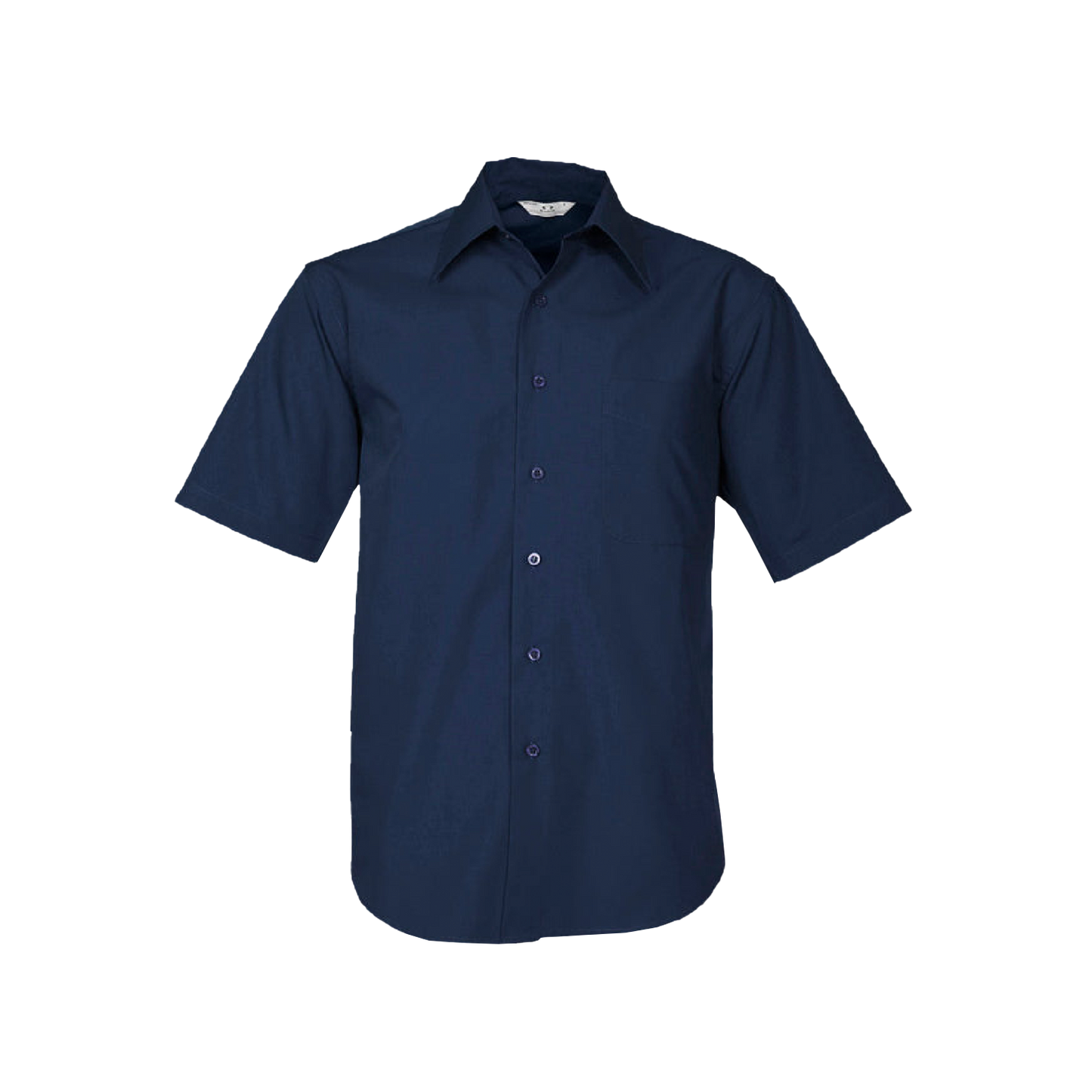 Biz Collection Men's Metro Tapered Fit Short Sleeve Navy Work Shirt with UPF