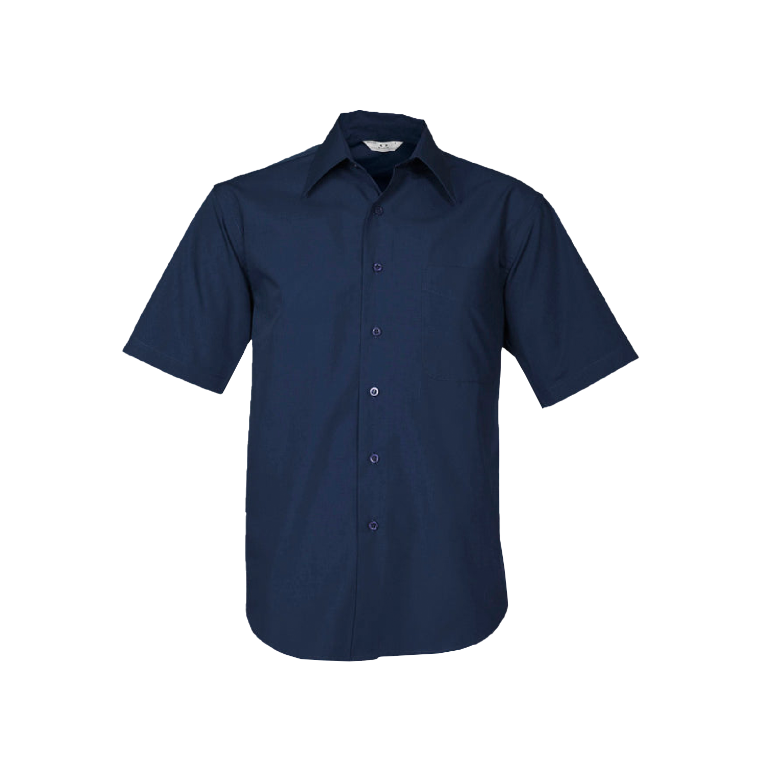 Biz Collection Men's Metro Tapered Fit Short Sleeve Navy Work Shirt with UPF