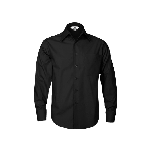 Biz Collection Men's Metro Long Sleeve Work Shirt – Black, Stylish, Durable, UPF Protection