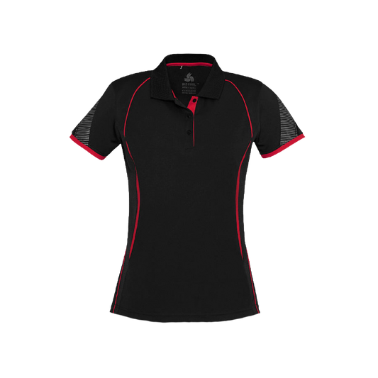Biz Collection Women's Razor Polo: Stylish Black Red Activewear Performance Shirt
