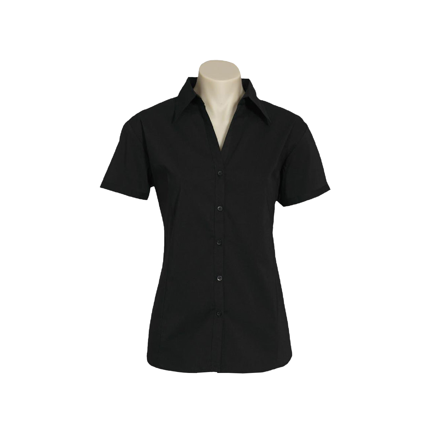 Chic Women's Metro Short Sleeve Business Shirt – Professional, Comfortable Black Workwear Top