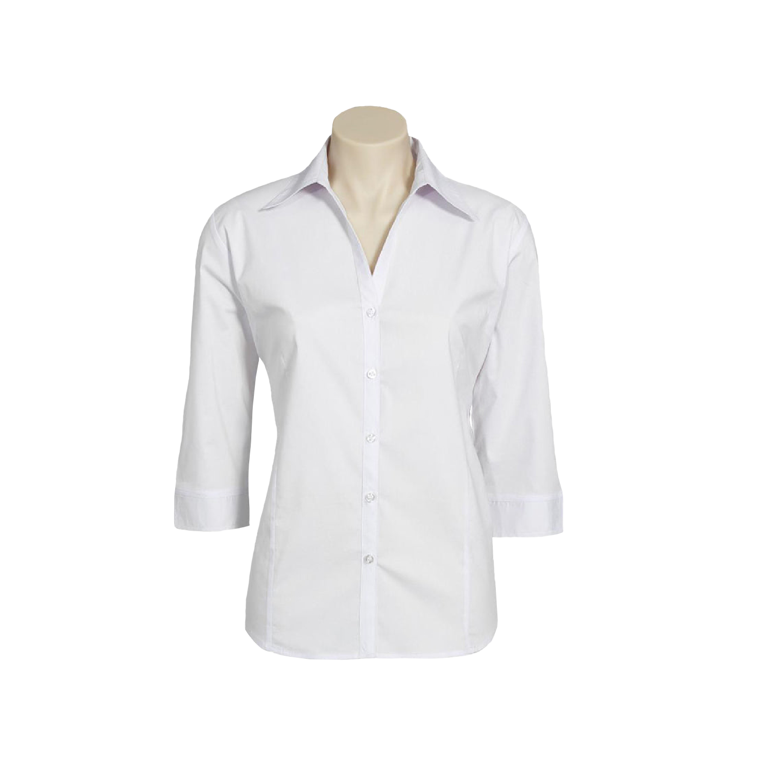 Biz Collection Women's Metro Professional 3/4 Sleeve Shirt - Elegant White Workwear Top