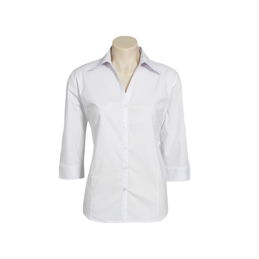 Biz Collection Women's Metro Professional 3/4 Sleeve Shirt - Elegant White Workwear Top