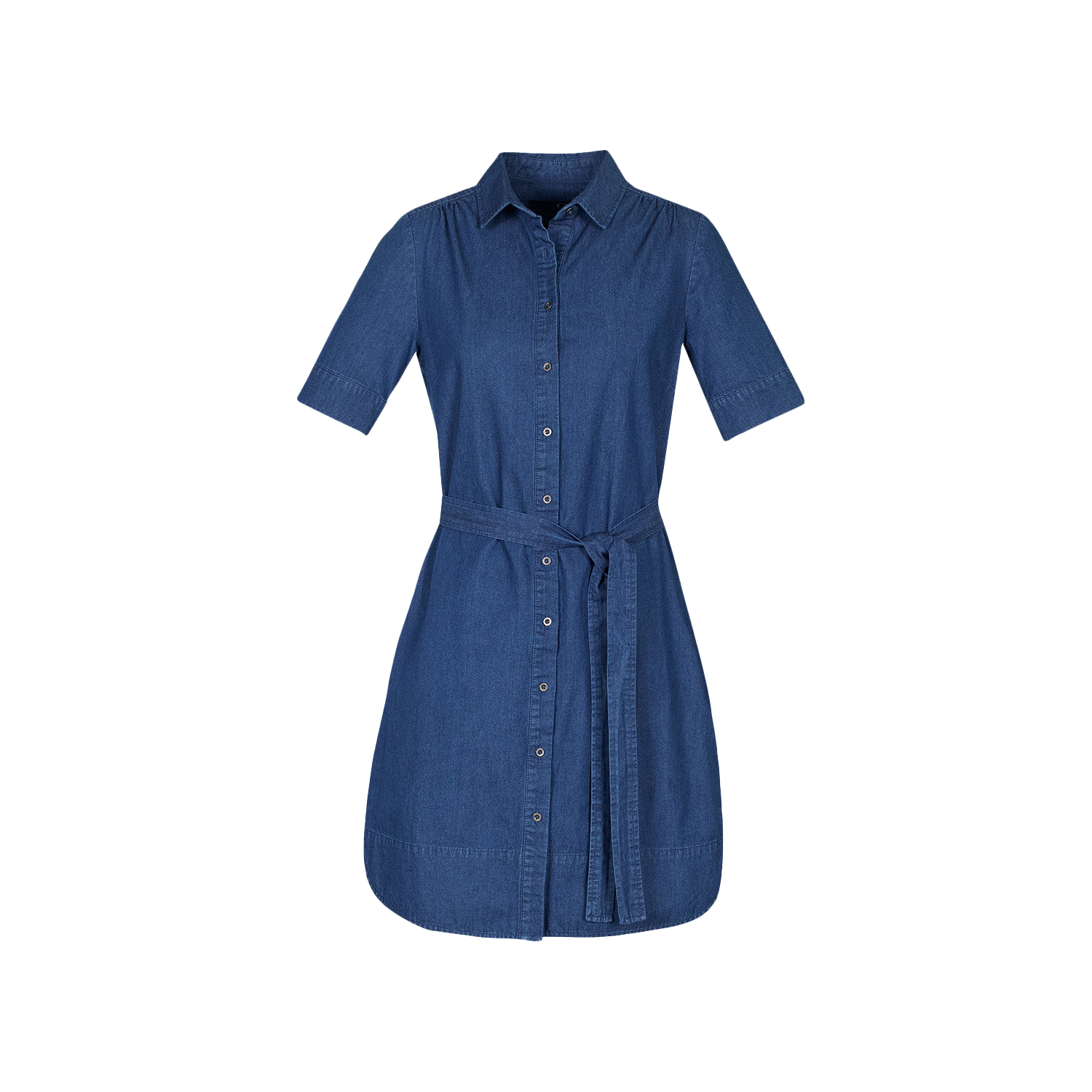 Biz Collection Women's Delta Dark Blue Stonewashed Denim Button-Through Dress with Tie