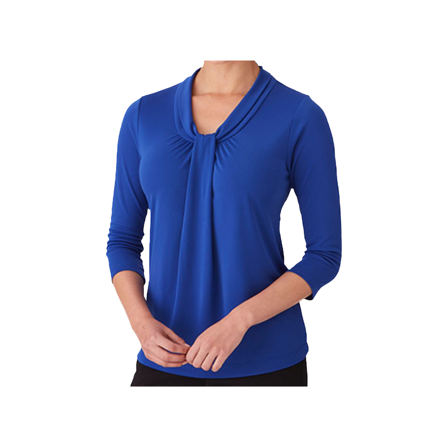 Elegant Women's Pippa Knit 3/4 Sleeve Top - Soft, Draped Neckline, Easy Care