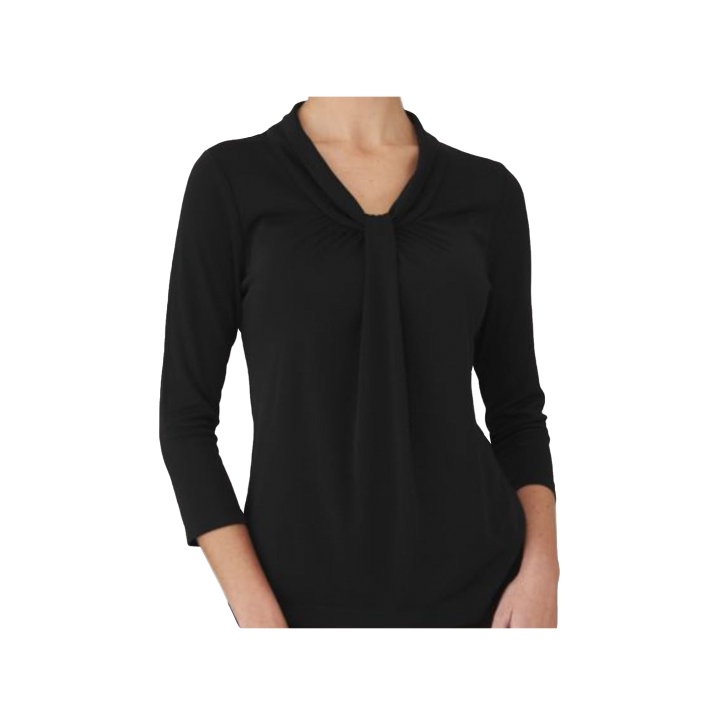 Elegant Women's Pippa Knit 3/4 Sleeve Top - Soft, Draped Neckline, Easy Care
