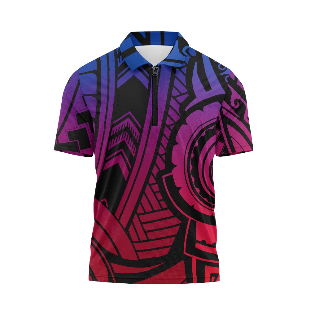 Short Sleeve Zip-Up Polo Shirt