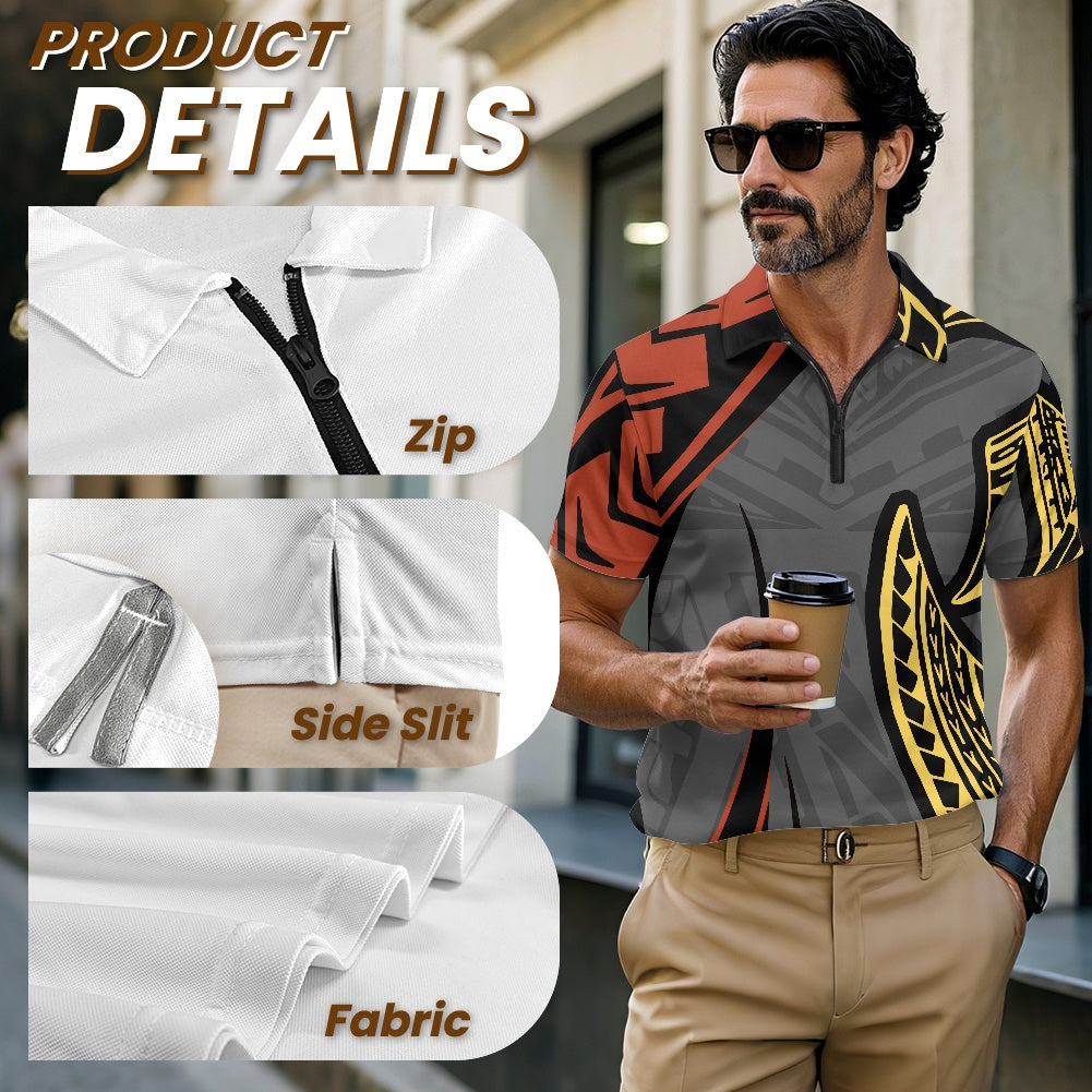 Short Sleeve Zip-Up Polo Shirt