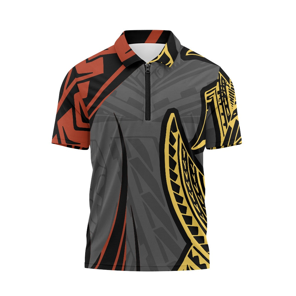 Short Sleeve Zip-Up Polo Shirt