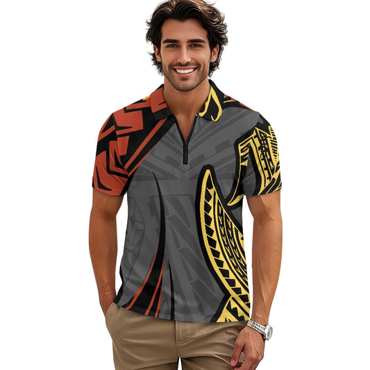 Short Sleeve Zip-Up Polo Shirt