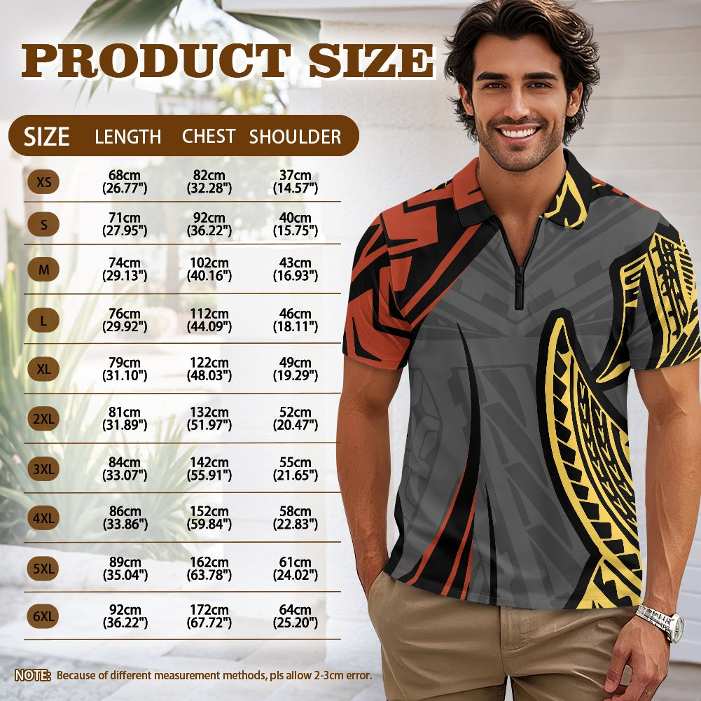 Short Sleeve Zip-Up Polo Shirt