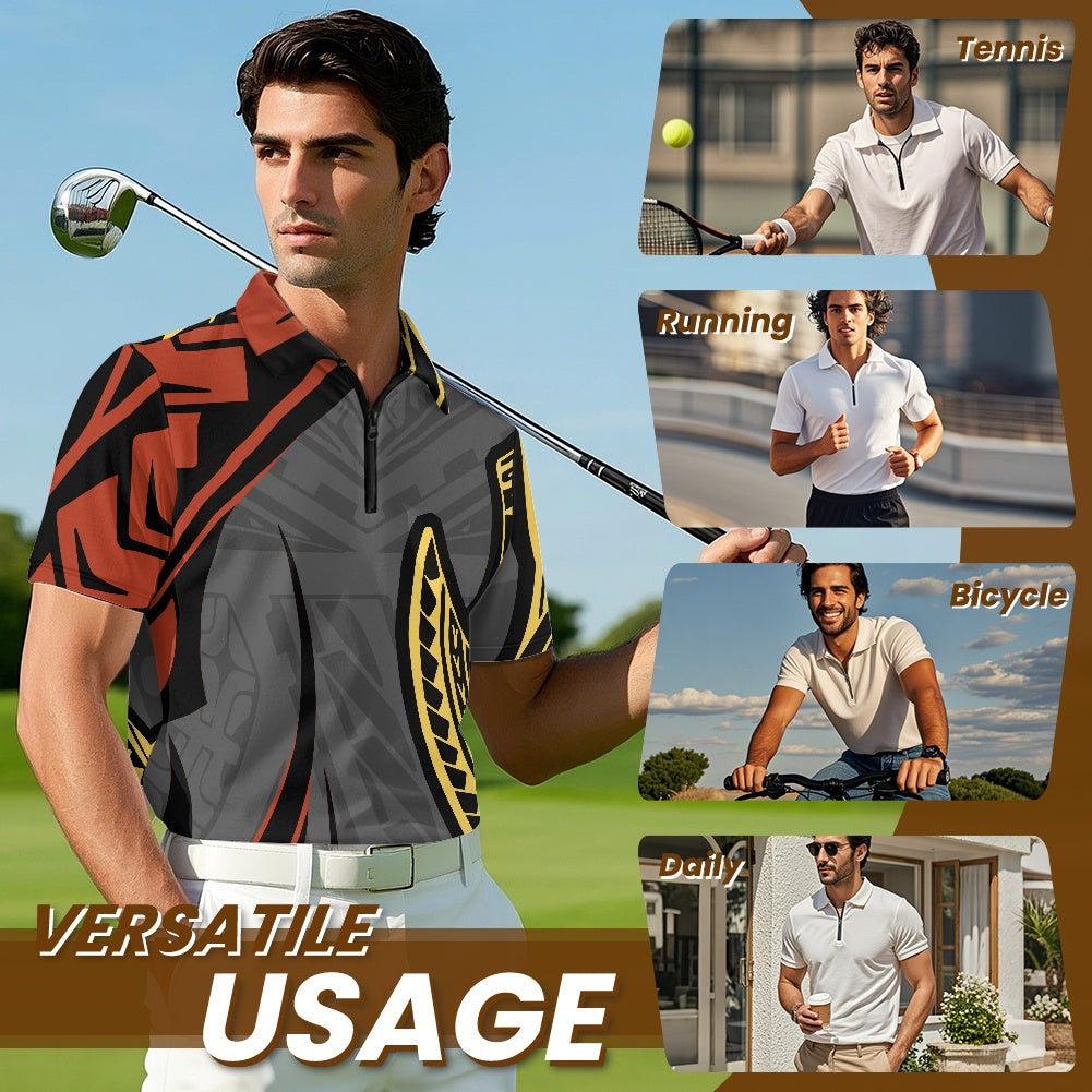 Short Sleeve Zip-Up Polo Shirt