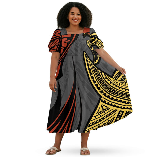 Puff sleeve straight skirt