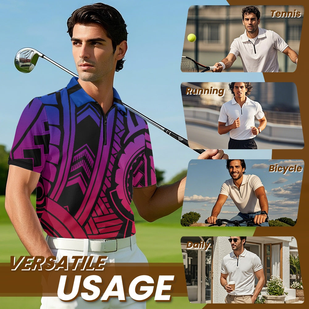 Short Sleeve Zip-Up Polo Shirt