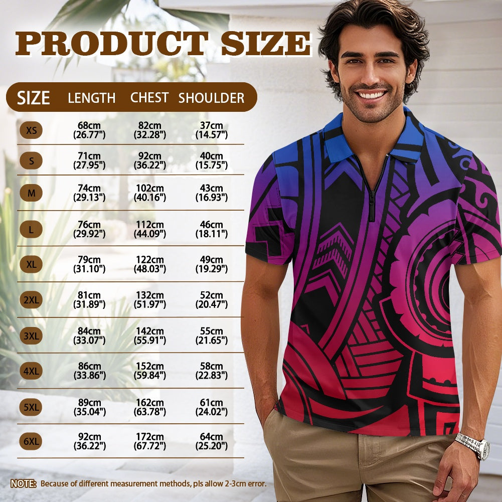 Short Sleeve Zip-Up Polo Shirt