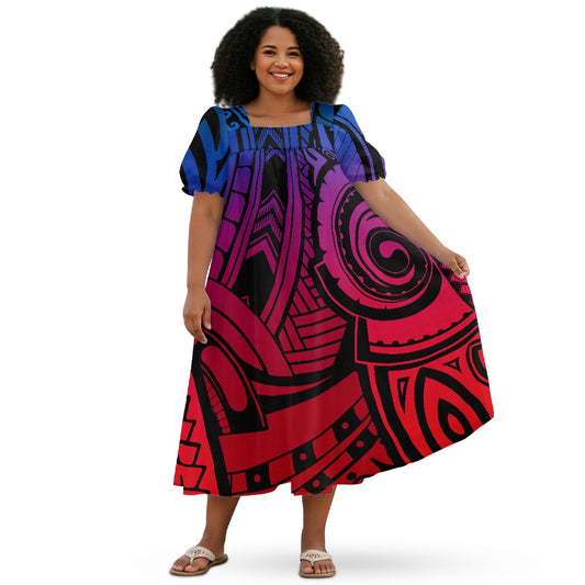 Puff sleeve straight skirt