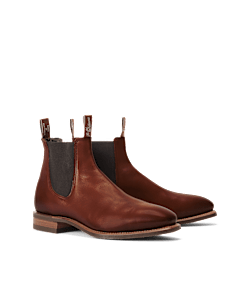 R.M.Williams Men's Burnished Dark Tan Comfort Craftsman Leather Chelsea Boots