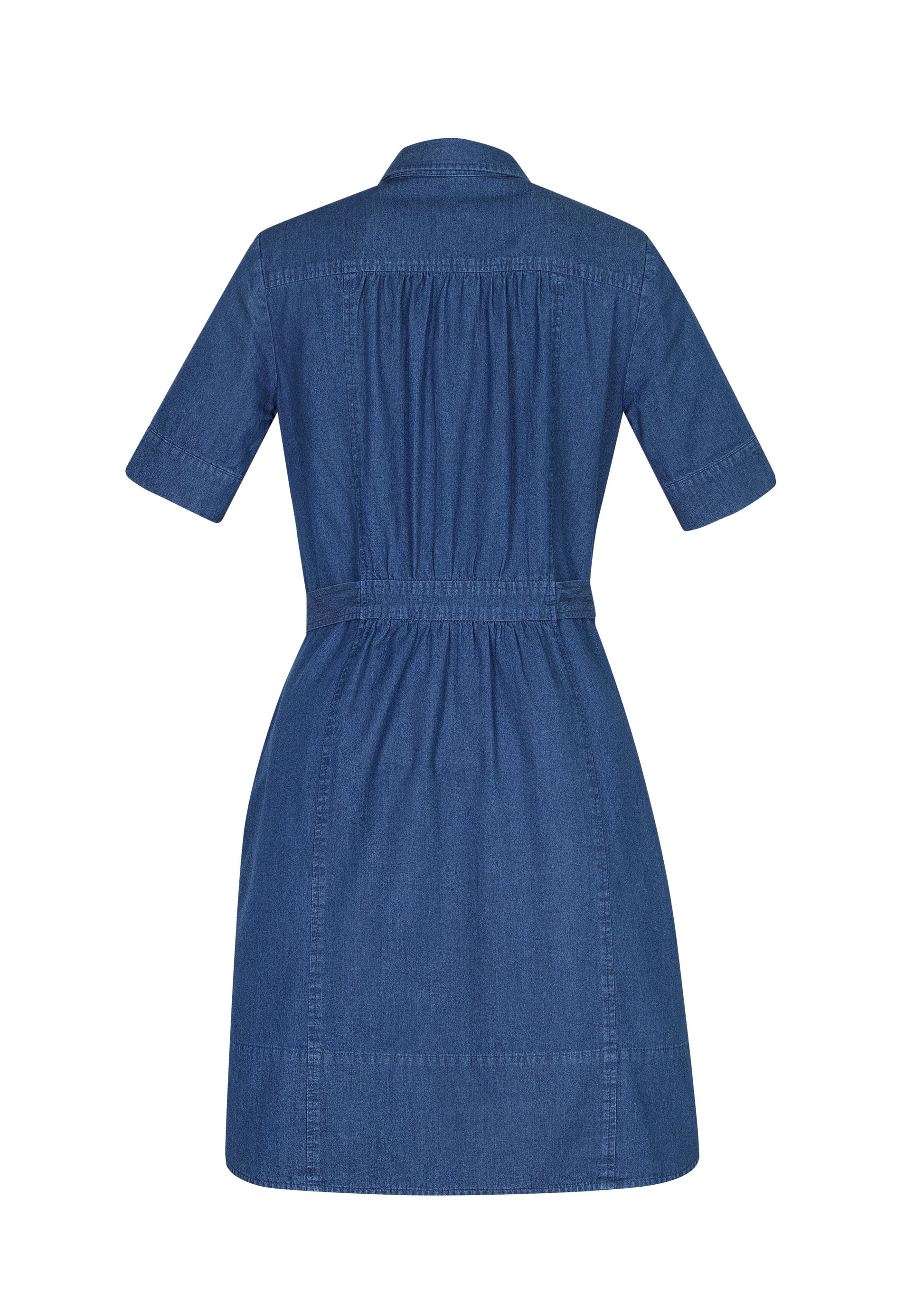Biz Collection Women's Delta Dark Blue Stonewashed Denim Button-Through Dress with Tie