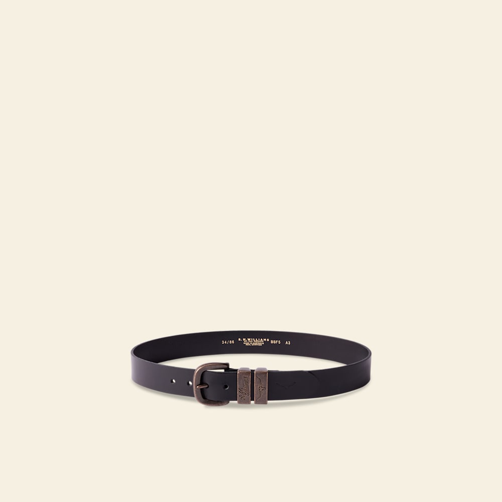 R.M.Williams Drover Black Double Butt Leather Belt - Iconic Durable Style