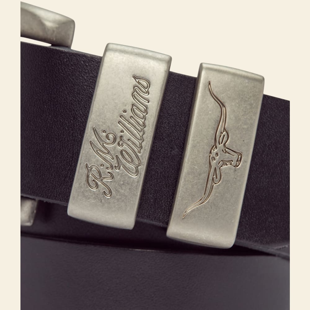 R.M. Williams Black 1.5" 3‑Piece Solid Hide Belt