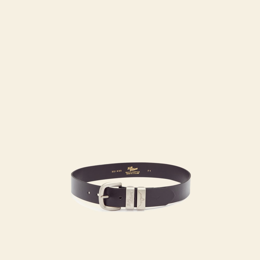 R.M. Williams Black 1.5" 3‑Piece Solid Hide Belt