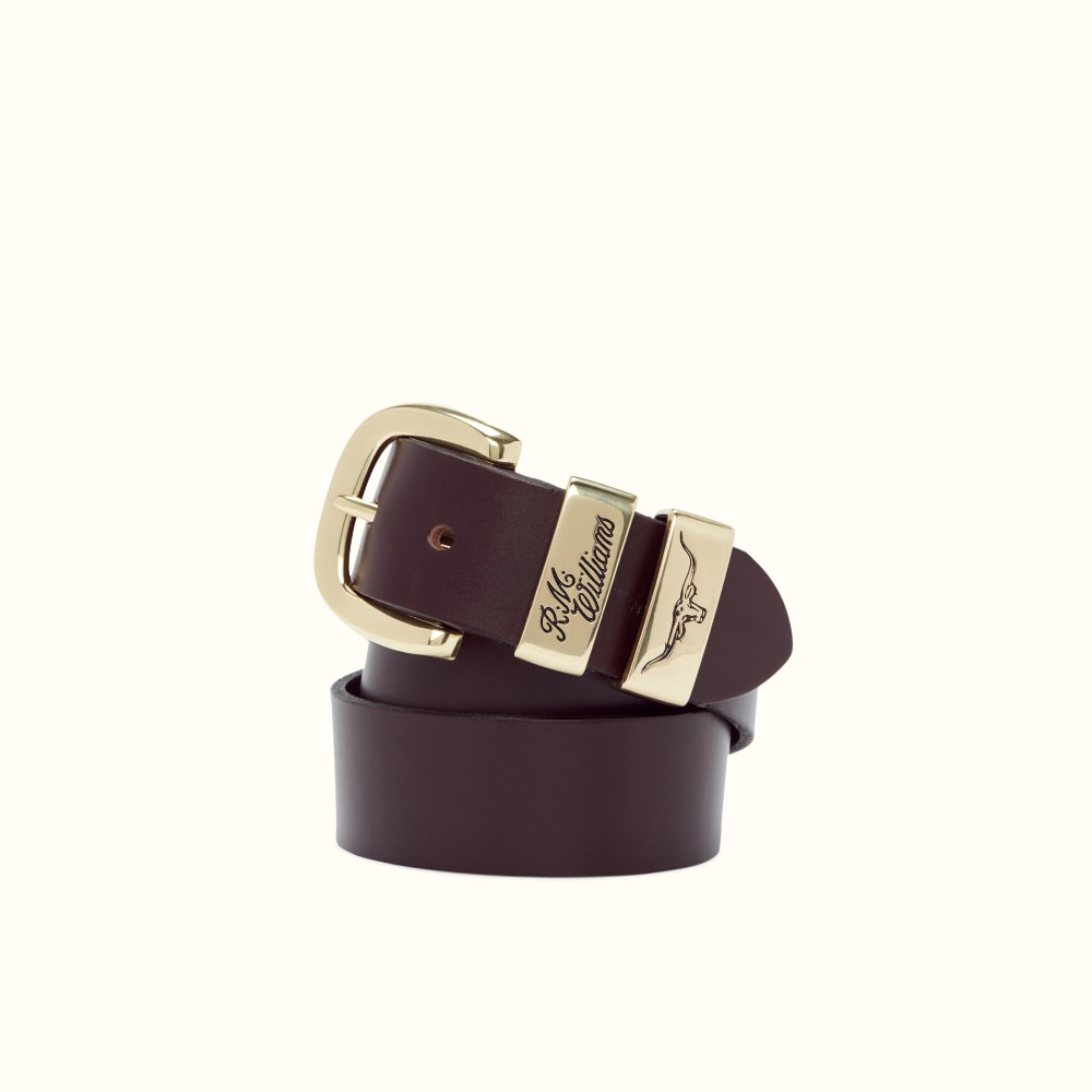Chestnut 1.5 Inch Solid Hide Leather Belt by R.M.Williams