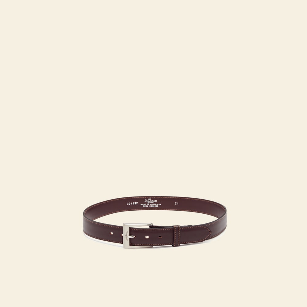 R.M.Williams Premium Chestnut Yearling Leather Men's Dress Belt, 1.25-inch Width, Quality Craftsmanship