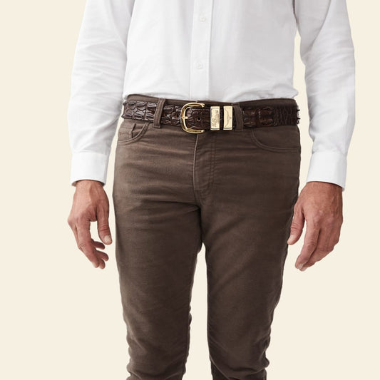 Chestnut 1.5" Crocodile Leather Belt – Premium Australian Crocodile Belt