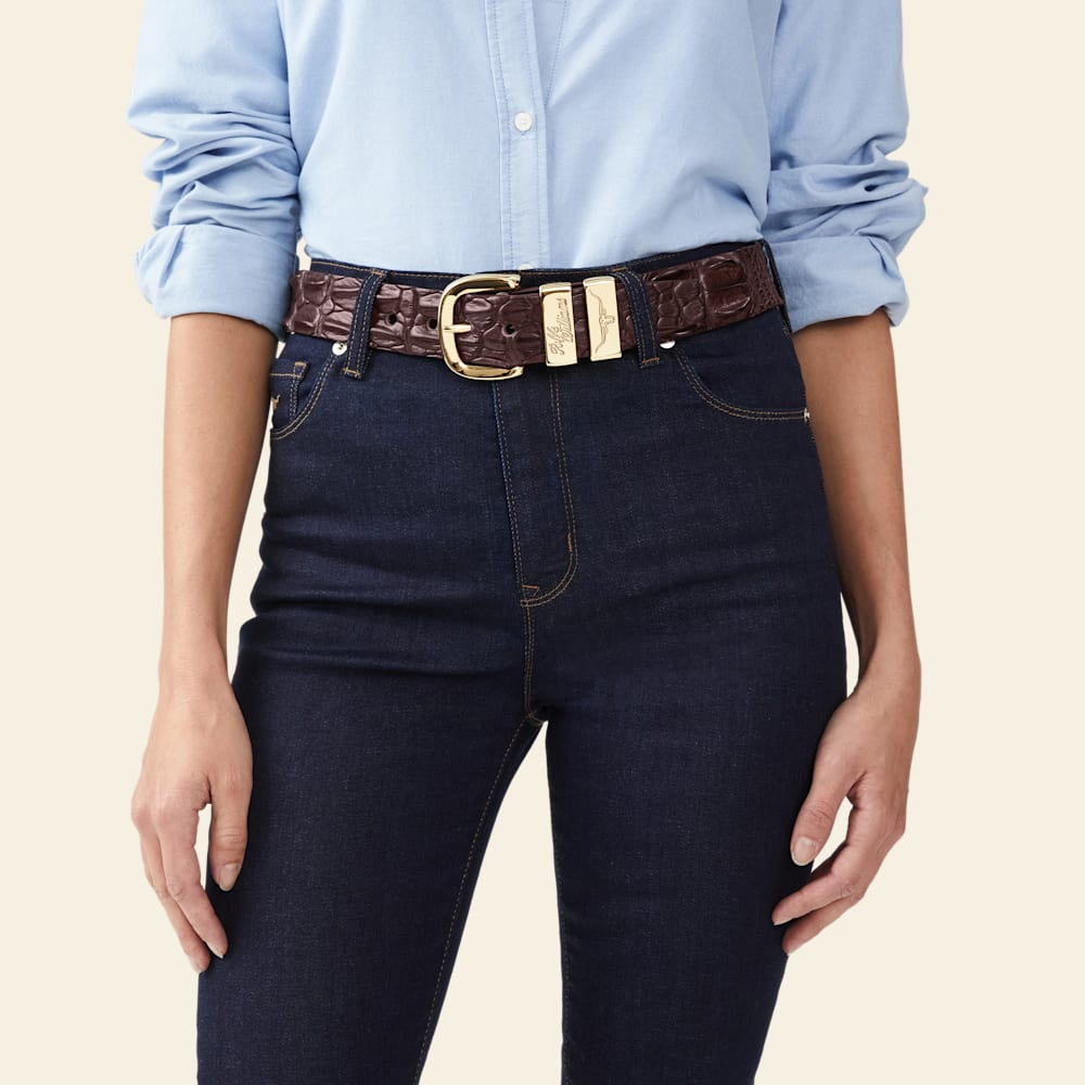 Chestnut 1.5" Crocodile Leather Belt – Premium Australian Crocodile Belt
