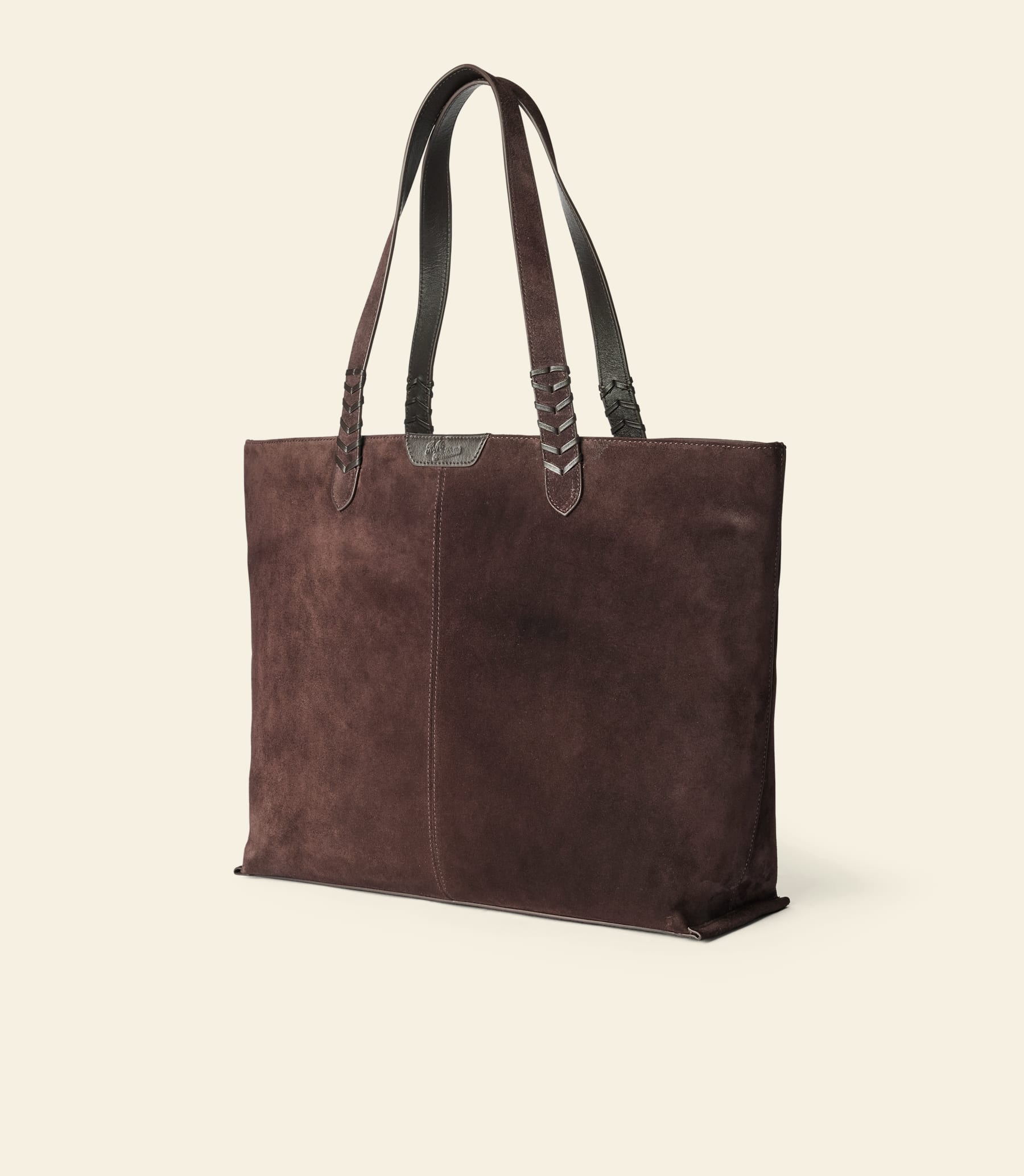 R.M.Williams Elegant Cocoa Suede Bells Tote Bag with Whip Stitch Handles