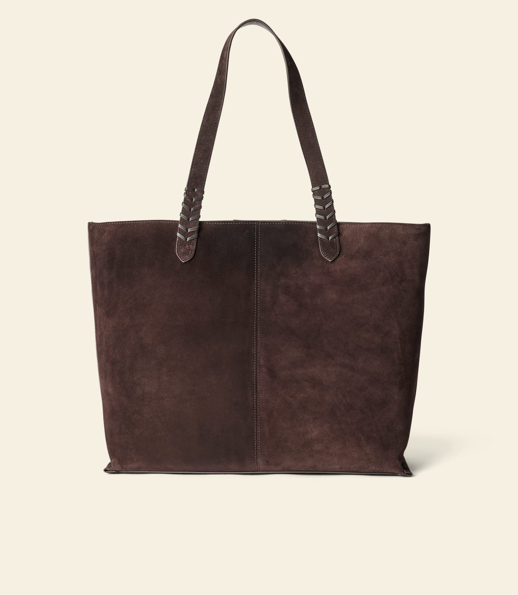 R.M.Williams Elegant Cocoa Suede Bells Tote Bag with Whip Stitch Handles
