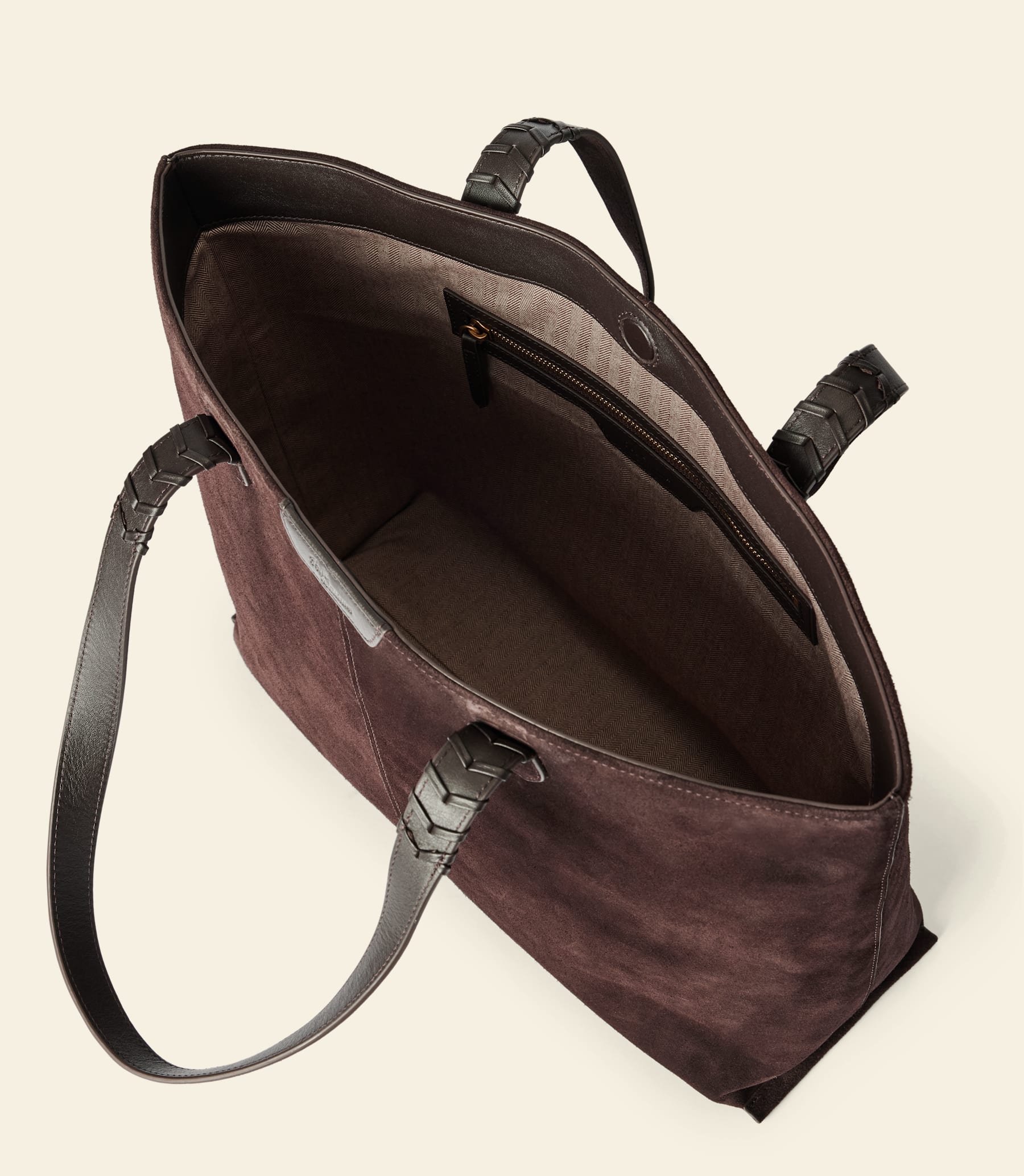 R.M.Williams Elegant Cocoa Suede Bells Tote Bag with Whip Stitch Handles