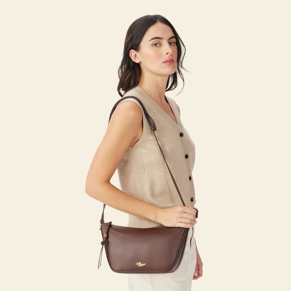 Alice Premium Tumbled-Grain Leather Crossbody Bag – Pecan Finish
