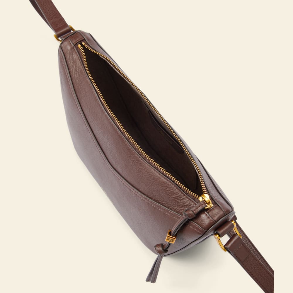 Alice Premium Tumbled-Grain Leather Crossbody Bag – Pecan Finish