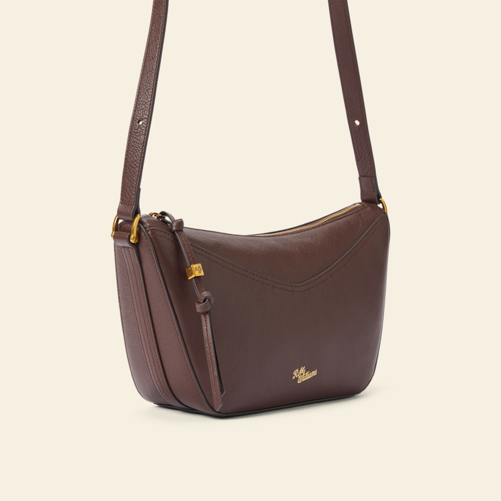 Alice Premium Tumbled-Grain Leather Crossbody Bag – Pecan Finish