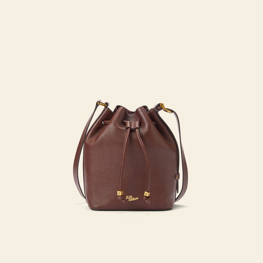 R.M.Williams Alice Tumbled Grain Leather Pecan Bucket Bag with Adjustable Strap