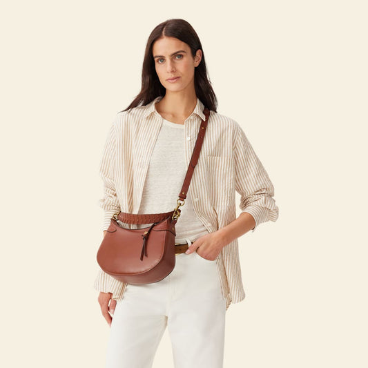 R.M.Williams Full-Grain Leather Leanorah Elegant Shoulder Bag Caramel