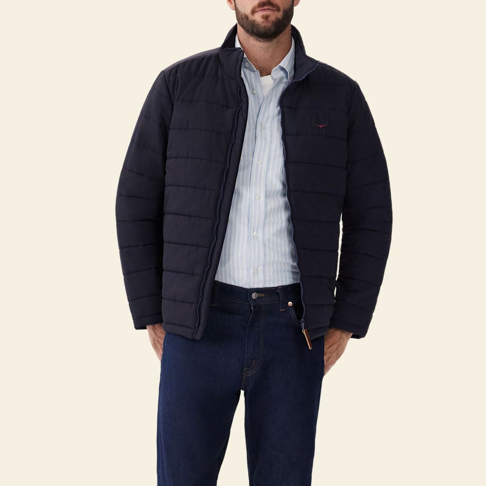 R.M. Williams Men's Patterson Creek Navy Padded Lightweight Nylon Zip Jacket