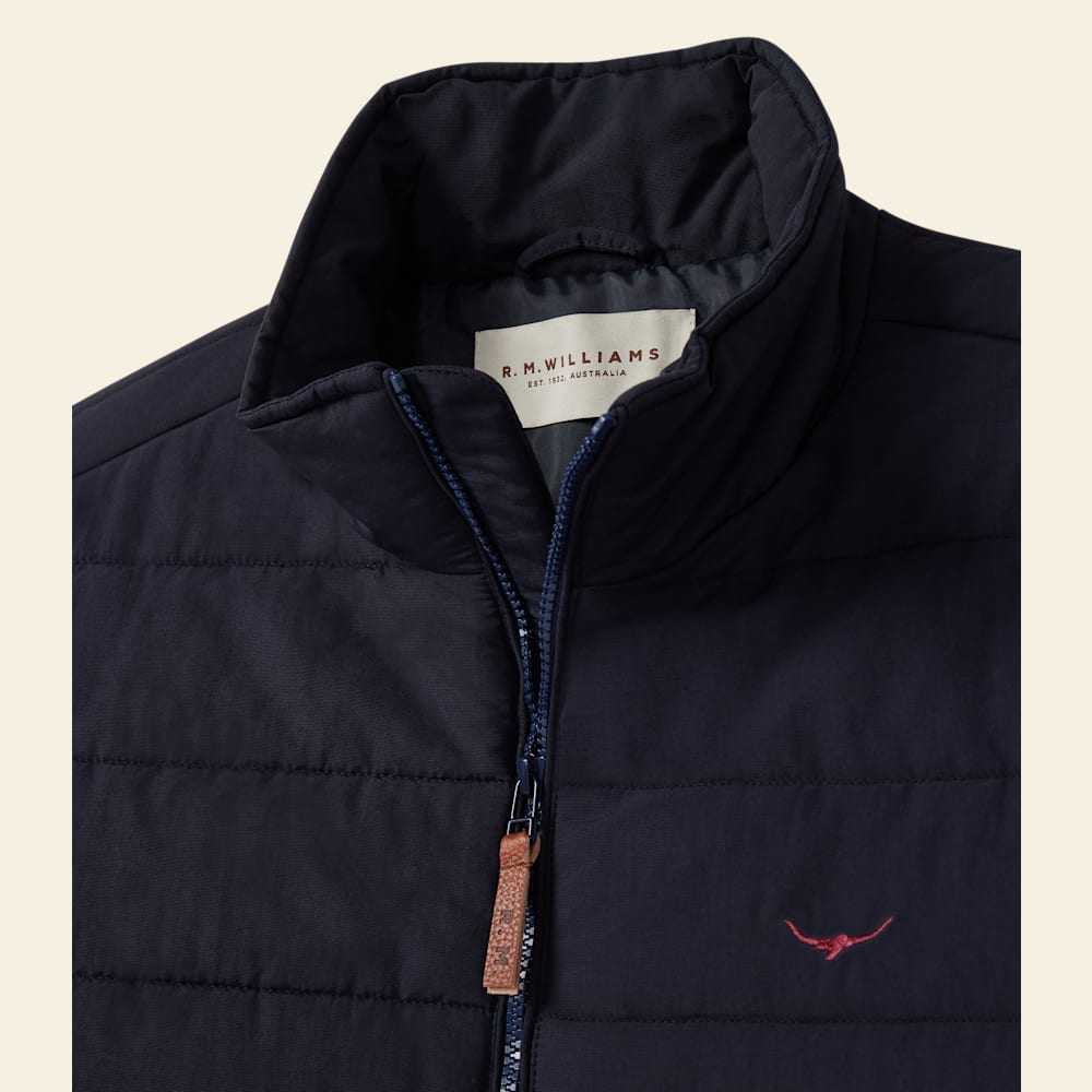 R.M. Williams Men's Patterson Creek Navy Padded Lightweight Nylon Zip Jacket