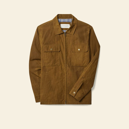 Men's Brooman Waxed Cotton Jacket: Durable, Shower-Proof, Heritage Pockets, Clay Brown