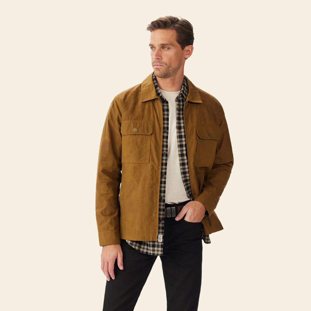 Men's Brooman Waxed Cotton Jacket: Durable, Shower-Proof, Heritage Pockets, Clay Brown