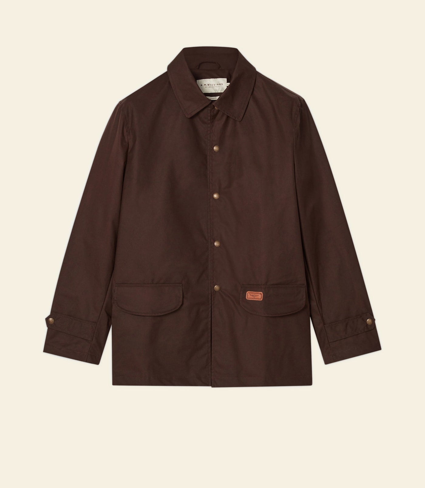 R.M.Williams Men's Dryskin Cotton Jacket – Durable, Water-Resistant, Brown Style