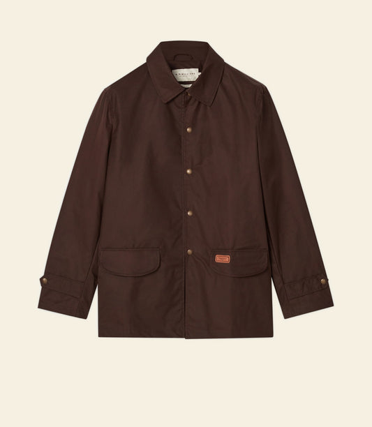 R.M.Williams Men's Dryskin Cotton Jacket – Durable, Water-Resistant, Brown Style